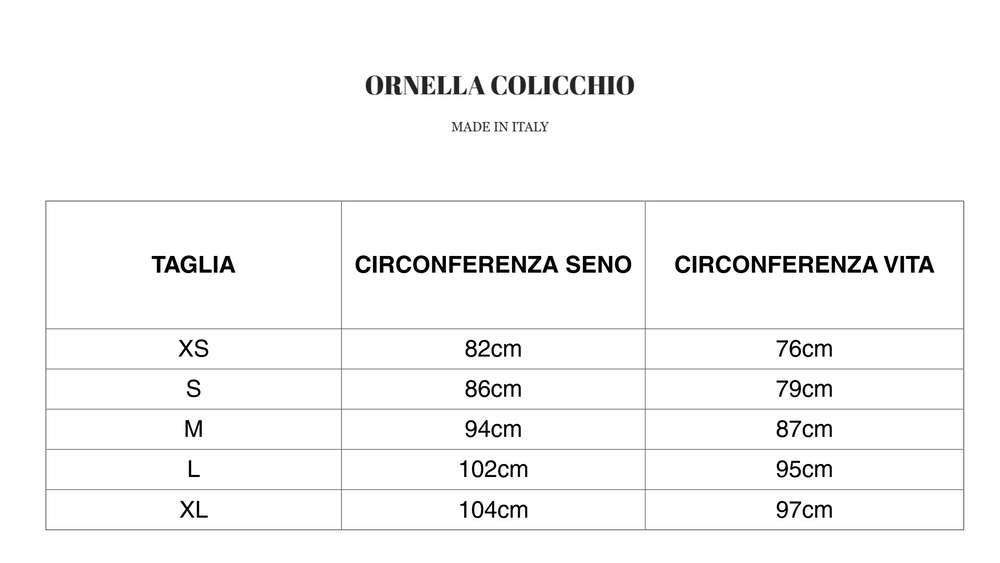 LA GIACCA CORTA BORDEAUX tabella taglie – Ornella Colicchio
