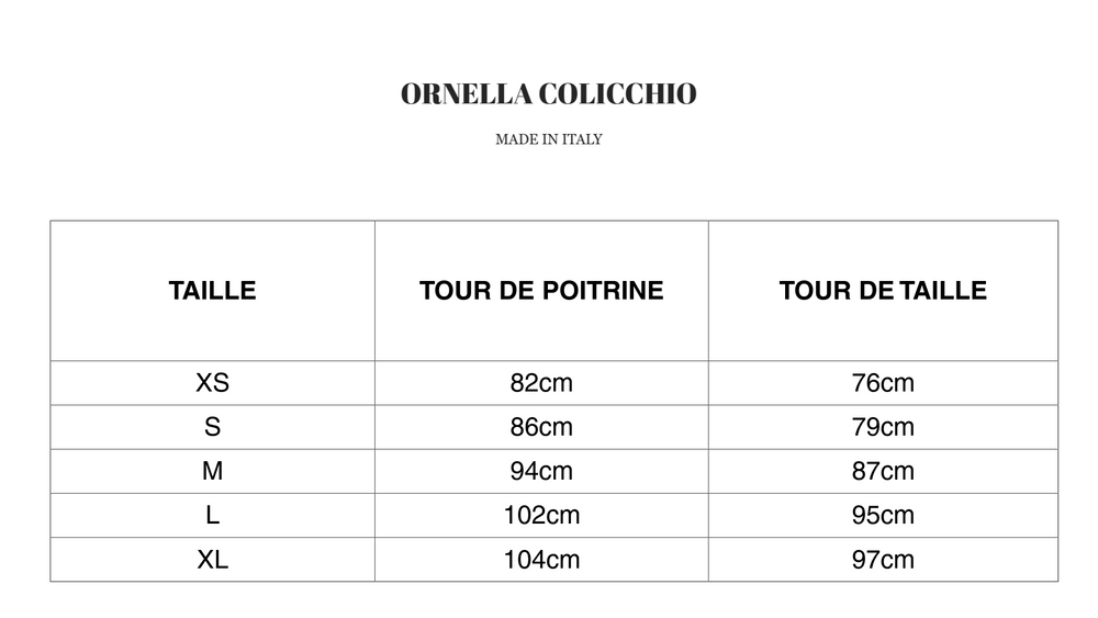 LA GIACCA CORTA BORDEAUX tableau des tailles – Ornella Colicchio